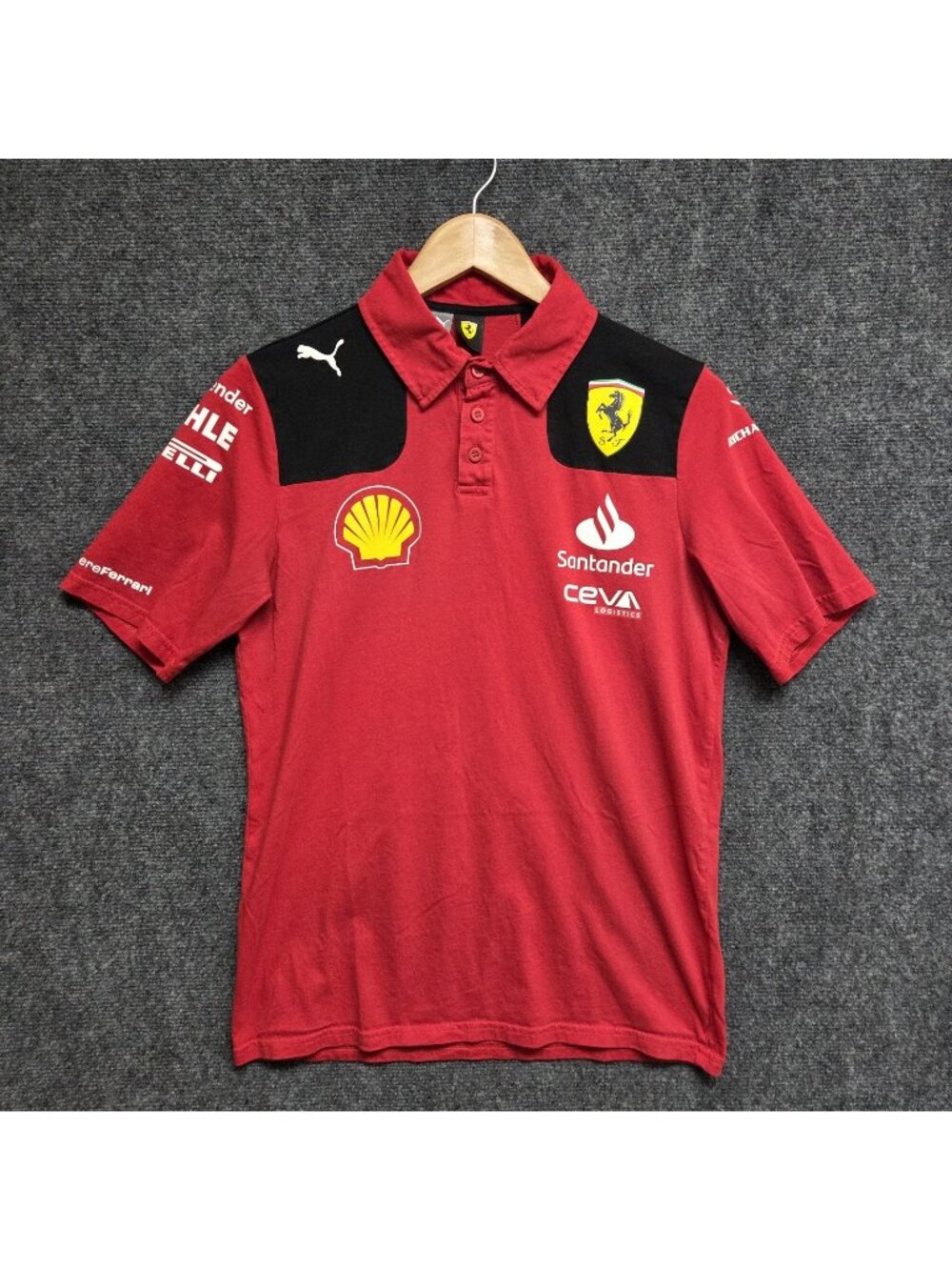 PUMA Shirt Mens Small Scuderia Ferrari F1 Team Polo 2023 Season Short Sleeve